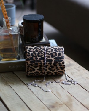  Kadın Leopar Mini Portföy Abiye Çanta