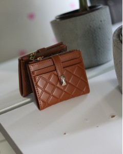 Kadın Taba Kare Baklava Desenli Mini Kartlık Cüzdan