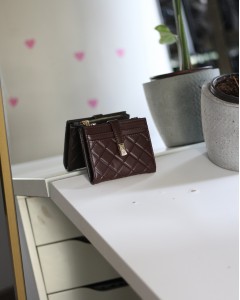 Kadın Acı Kahve Kare Baklava Desenli Mini Kartlık Cüzdan