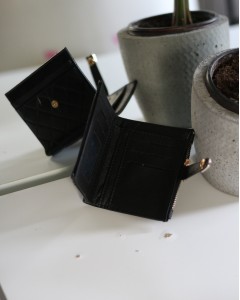 Kadın Siyah Kare Baklava Desenli Mini Kartlık Cüzdan