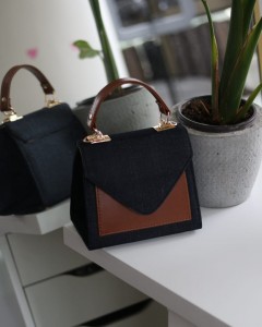 Taba Siyah Kot Detaylı Tutmalı El Omuz Çantası