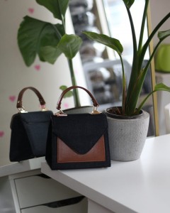 Taba Siyah Kot Detaylı Tutmalı El Omuz Çantası