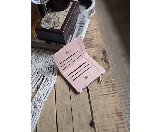 Pudra Dokuma Desen Kare Kartlık Detaylı Cüzdan