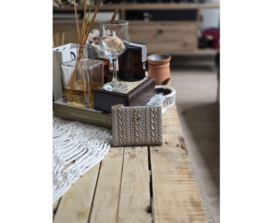 Vizon Dokuma Desen Kare Kartlık Detaylı Cüzdan