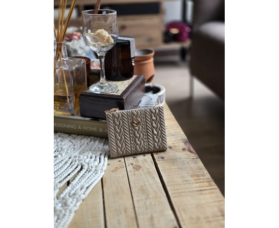 Vizon Dokuma Desen Kare Kartlık Detaylı Cüzdan