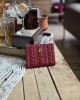 Kırmızı Dokuma Desen Kare Kartlık Detaylı Cüzdan Kırmızı Dokuma Desen Kare Kartlık Detaylı Cüzdan