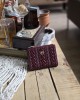 Bordo Dokuma Desen Kare Kartlık Detaylı Cüzdan