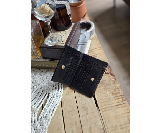 Siyah Dokuma Desen Kare Kartlık Detaylı Cüzdan Siyah Dokuma Desen Kare Kartlık Detaylı Cüzdan