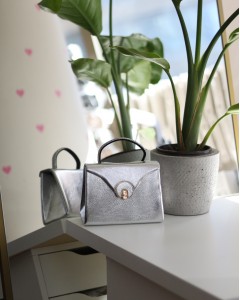 Silver Parlak Aksesuarlı Taşlı Tutma Kulplu Abiye El Çantası