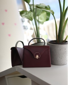 Bordo Mat Oval Gold Aksesuarlı Taşlı Tutma Kulplu Abiye El Çantası