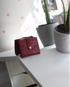 Kadın Koyu Kırmızı Kare Baklava Desenli Mini Kartlık Cüzdan