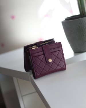 Kadın Mor Kare Baklava Desenli Mini Kartlık Cüzdan