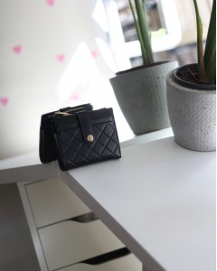 Kadın Siyah Kare Baklava Desenli Mini Kartlk Cüzdan