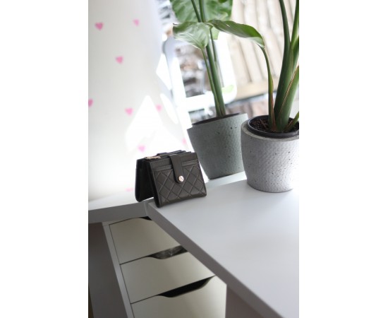 Kadın Haki Yeşili Kare Baklava Desenli Mini Kartlık Cüzdan