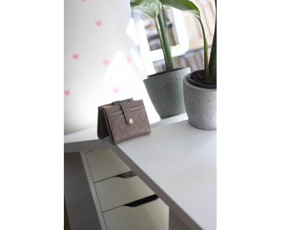 Kadın Vizon Kare Baklava Desenli Mini Kartlk Cüzdan