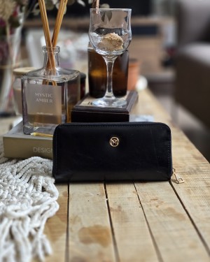 Siyah Dokulu Slim Kartlık Detaylı Cüzdan