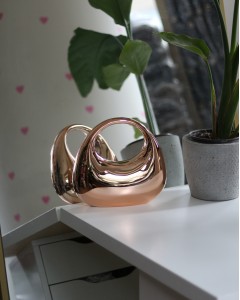 Kadın Rose Gold Metalik Oval Tutmalı Mika Kalıp Abiye El Çantası