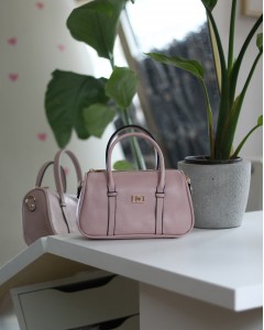 Kadın Pudra Çift Şeritli Minimal Günlük El & Omuz Çantası