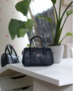 Kadın Lacivert Çift Şeritli Minimal Günlük El & Omuz Çantası