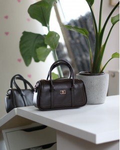  Kadın Acı Kahve Çift Şeritli Minimal Günlük El & Omuz Çantası