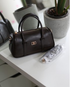  Kadın Acı Kahve Çift Şeritli Minimal Günlük El & Omuz Çantası