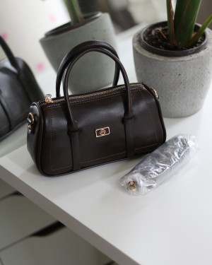  Kadın Acı Kahve Çift Şeritli Minimal Günlük El & Omuz Çantası