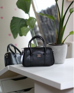  Siyah Çift Şeritli Minimal Günlük El & Omuz Çantası