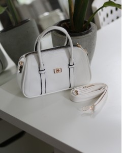 Kadın Beyaz Çift Şeritli Minimal Günlük El & Omuz Çantası