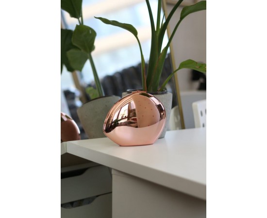 Rose Gold Asimetrik Yassı Taş Form Mika Abiye Çanta