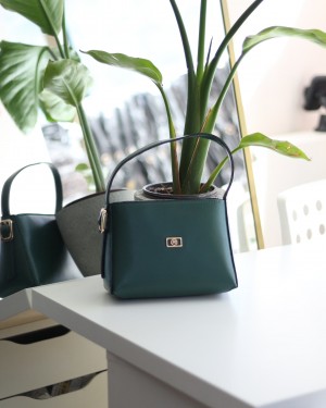 Yeşil Dokulu Tutma Saplı El Omuz Çantası