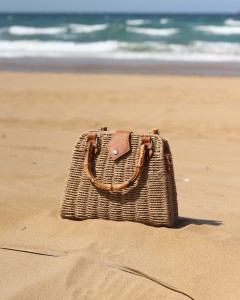  Kadın Camel Bambu Tutma Saplı Omuz Askılı Hasır Çanta