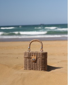  Kadın Camel Sepet Formlu Tutma Saplı Zincir Askılı Hasır Çanta