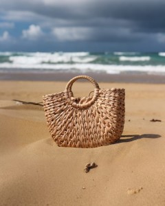 Kadın Bej Orta Boy Torba Detaylı Hasır Çanta