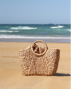 Kadın Bej Büyük Boy Torba Detaylı Hasır Çanta