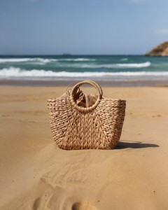 Kadın Bej Büyük Boy Torba Detaylı Hasır Çanta