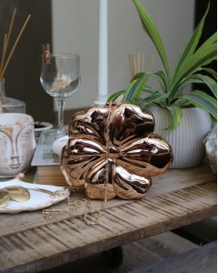 Kadın Rose Gold Mika Kaplama Çiçek Desenli Abiye Çanta