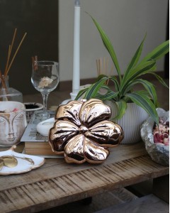 Kadın Rose Gold Mika Kaplama Çiçek Desenli Abiye Çanta