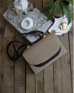 Kadın Siyah Hasır Dokulu Oval Kapak Detaylı Askılı Omuz Çantası