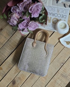 Kadın Silver Yılan Aksesuar Detaylı Parlak Doku Abiye El Çantası