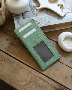 Kadın Mint Yeşili Gerçek Deri Fermuar Detaylı Kartlık