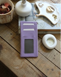 Kadın Lila Gerçek Deri Fermuar Detaylı Kartlık