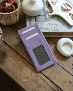 Kadın Lila Gerçek Deri Fermuar Detaylı Kartlık