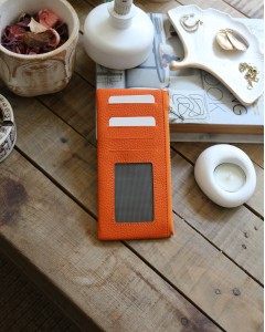 Kadın Turuncu Gerçek Deri Fermuar Detaylı Kartlık