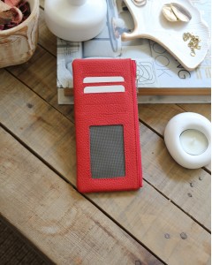 Kadın Kırmızı Gerçek Deri Fermuar Detaylı Kartlık