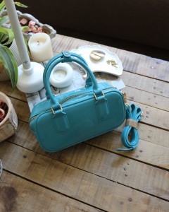 Kadın Turkuaz Silikon Çift Kulplu Askılı El & Omuz Çantası