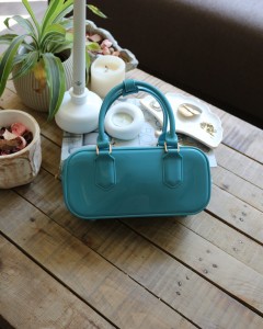 Kadın Turkuaz Silikon Çift Kulplu Askılı El & Omuz Çantası