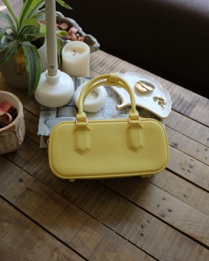 Kadın Sarı Silikon Çift Kulplu Askılı El & Omuz Çantası