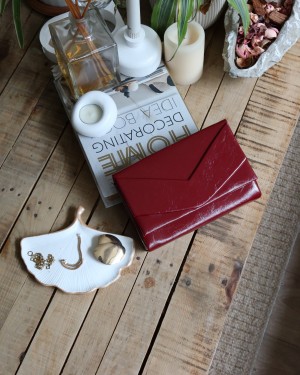 Kadın Bordo Rugan Zarf Kutu Omuz Çantası