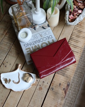 Kadın Bordo Rugan Zarf Kutu Omuz Çantası