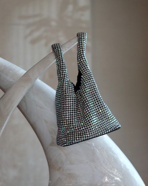 RGB Taşlı Çift Saplı Zincirli Abiye Çanta